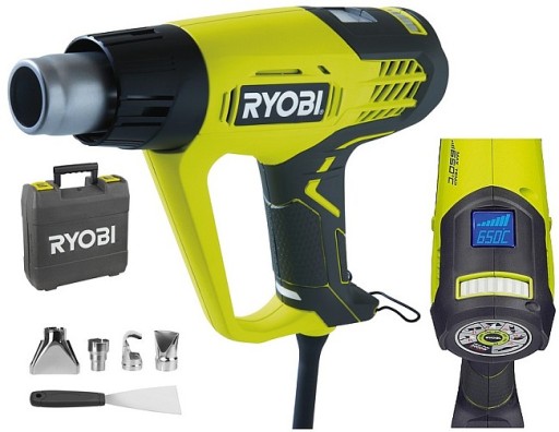 ТЕПЛОВАЯ ПИСТОКА RYOBI EHG2020ЖК-ДИСПЛЕЙ, ПОДКЛЮЧЕННЫЙ В СЕТЬ, 2000 ВТ С ЖК-ДИСПЛЕЕМ 650 ГРАДУСОВ