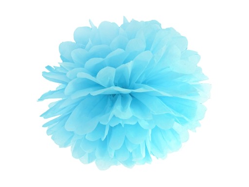 POMPONY BIBUŁOWE BŁĘKITNE 25cm na Urodziny 1 sztuka