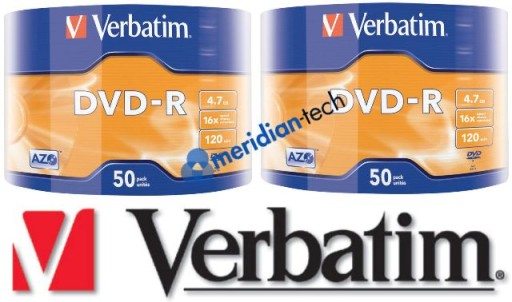 VERBATIM DVD-R диски 4,7ГБ 16x100шт серебро AZO