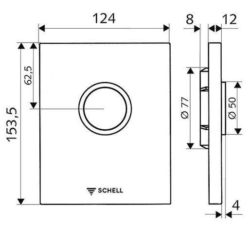 Скрытый бачок для писсуара, кнопочный блок BOX SCHELL