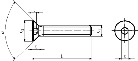 Черный конический винт M5x14 с внутренним шестигранником 10 шт.