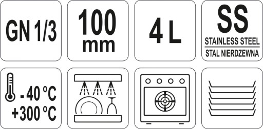 ГАСТРОНОМИЧЕСКИЙ КОНТЕЙНЕР YATO GN 1/3 100 ММ 4Л
