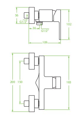 KVADRATO 040D LAVEO СМЕСИТЕЛЬ ДЛЯ ДУША