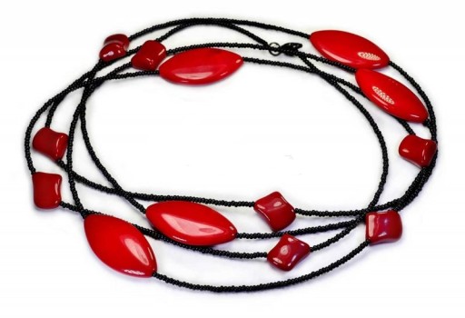 Длинные красные бусы Kiara Red Black Jablonex Формальное ожерелье