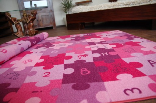 DYWAN DZIECIĘCY 60x200 PUZZLE fiolet DZIEWCZYNKI #EE1517