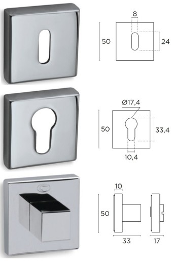 Klamka 2145 rozeta kwadratowa czarny/ chrom Convex