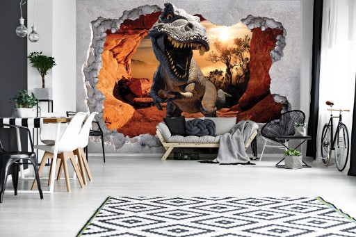 НЕФРИЗЕЛЬНЫЕ ФОТОобои DINOSAUR WALL 3D 416x290