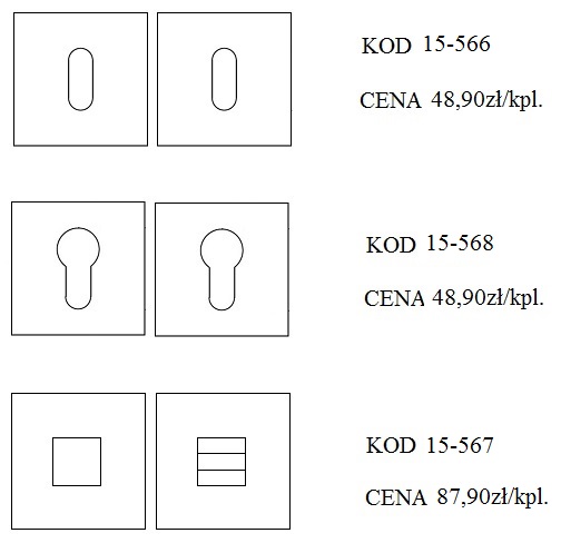 Klamka 865 rozeta kwadratowa czarny matowy Convex