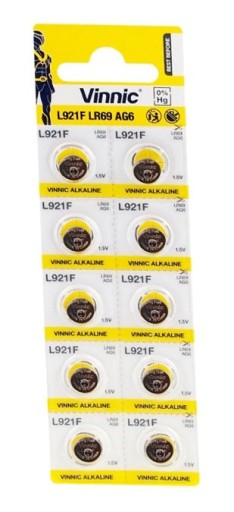 2x AG6 BATERIA ALKALICZNA VINNIC L921F AG6 LR69