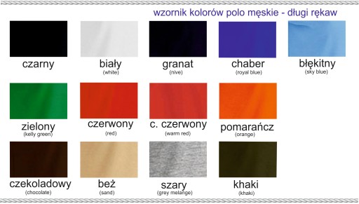 POLO MESKIE DŁUGI RĘKAW (9 KOLORÓW) HAFT r. XXL