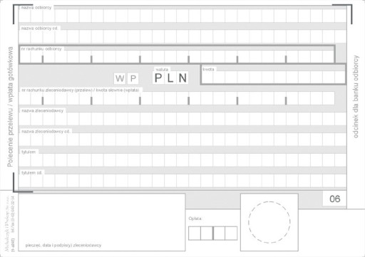 POLECENIE PRZELEWU WPŁATA GOTÓWKOWA 4 ODCINKOWE