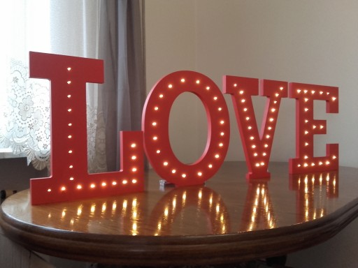 ŚLUB LED LOVE NAPIS 3D 20 CM DREWNIANY