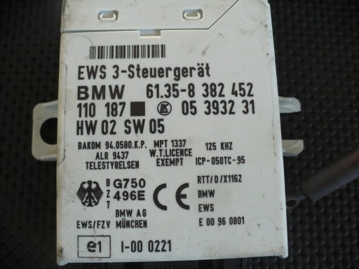 КОМПЛЕКТ ИММО BMW E39 2.5 2.3 B 1429861 5WK90322