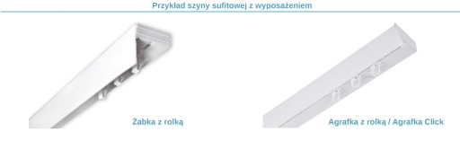 Karnisz 1,5 Szyna sufitowa PCV I 150 kpl + OSŁONA