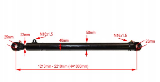 ГИДРАВЛИЧЕСКИЙ ЦИЛИНДР CJ2F 40x22, ХОД 1000 мм