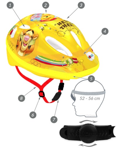 Велосипедный шлем для самоката и скейтборда окружность 52-56 см ВИННИ-ПУХ
