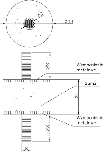 Резиновая опора, амортизатор, уплотнитель М8х40