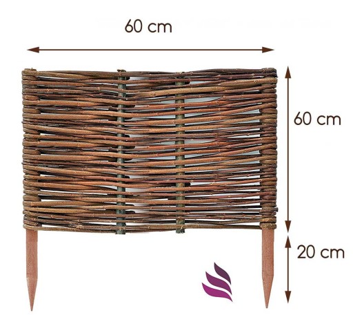 Деревянный садовый забор с плетеной кромкой 60х60.