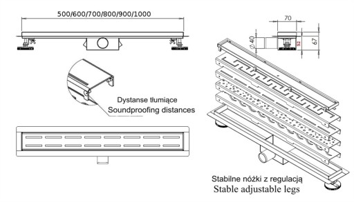 Линейный трап Hydroland SLEEK 80 см