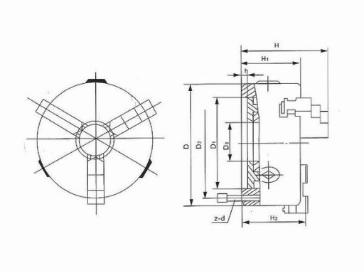 Uchwyt tokarski samocentrujący 4 szczękowy 250 mm DK12 250 DIN6350 SANOU