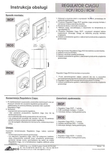 Регулятор тяги дымохода для очистки RCW-CH