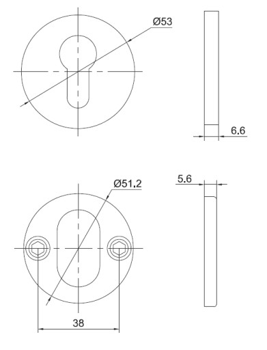 Розетка для вставки, круглая табличка, набор INOX