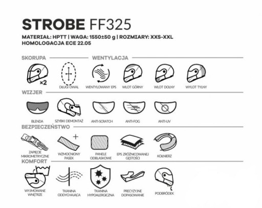 ШЛЕМ LS2 FF325 STROBE SOLID ЧЕРНЫЙ размер 2XL