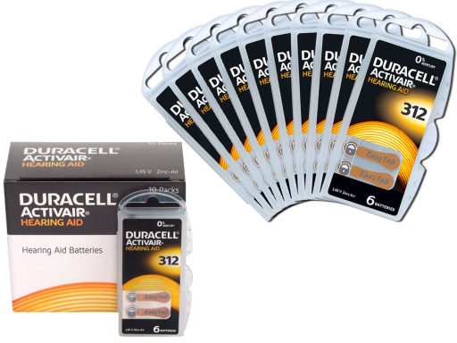 DURACELL 60x Hearing Battery для слухового аппарата 312 PR41 347 ZINCair