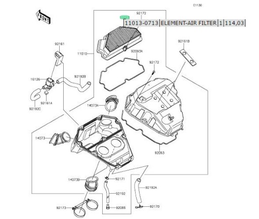 ВОЗДУШНЫЙ ФИЛЬТР Kawasaki ER6n ER6f 2012-2016 гг.