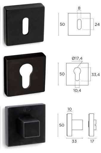 Klamka 865 rozeta kwadratowa czarny matowy Convex