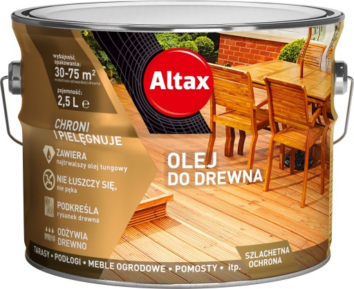 ALTAX МАСЛО ДЛЯ ДЕРЕВЯННОЙ ТЕРРАСНОЙ МЕБЕЛИ, ПРОЗРАЧНОЕ 2,5л