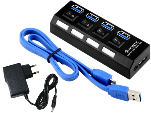 USB 3.0 HUB АКТИВНЫЙ РАЗДЕЛИТЕЛЬ 4 порта + блок питания