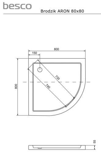 ДУШЕВОЙ ПОДДОН напольный 80x80 низкий Aron Besco