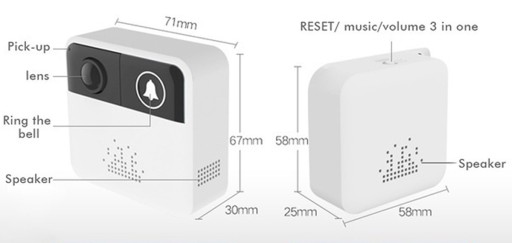 Видеодомофон WiFi с собственным питанием + дверной звонок