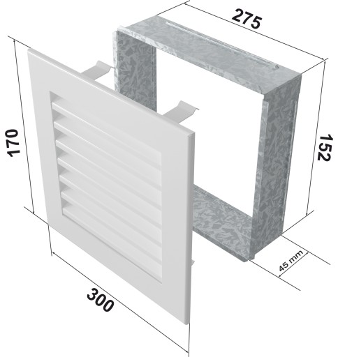 Каминная решетка FRESH, белый, 17х30, вентиляция