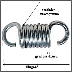 Пружина растяжения № 428, размеры. 1,5x12,1x31,5 мм