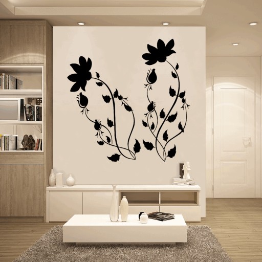 Naklejki na ścianę ścienne do salonu KWIATY ornament gałązka 100 cm