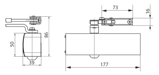 Доводчик GEZE TS 1500 с замком, серебристый