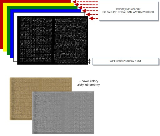 LITERY I CYFRY samoprzylepne rozmiar 0,6 cm