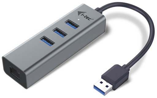 Сетевая карта Gigabit 1000 LAN + концентратор USB 3.0 METAL i-Tec U3METALG3HUB