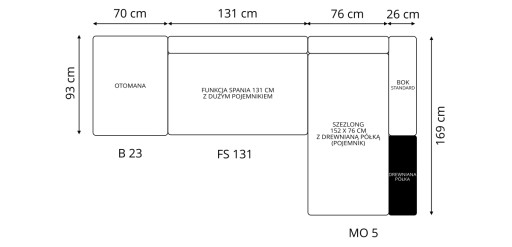 NAROŻNIK SOFA MASSIMO Z7 SPANIE 3x POJEMNIK PÓŁKA