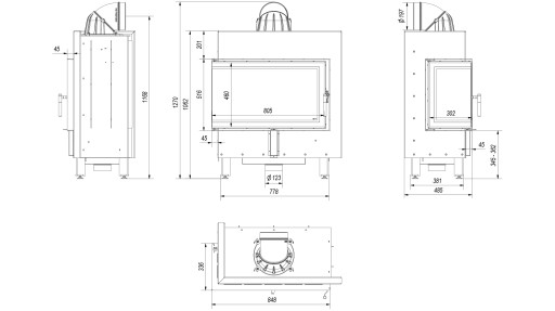 Каминная топка LUCY 14 кВт левая Ecodesign