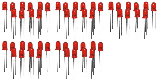 DIODY LED 5MM CZERWONE ZESTAWY KOMPLET 50SZT