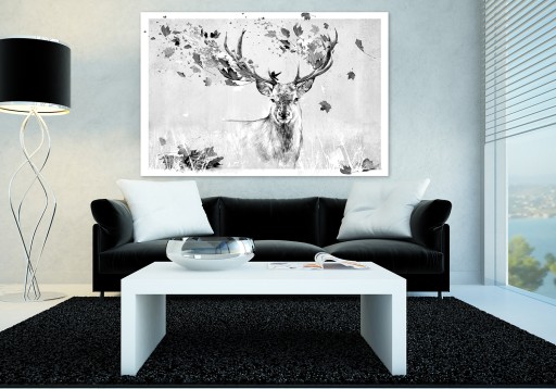 02273 Obraz na płótnie JELEŃ JESIENIĄ 100x70cm