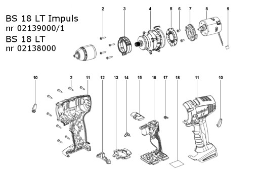 Двигатель 18 В отвертки Metabo BS 18 LT Impuls/Quick