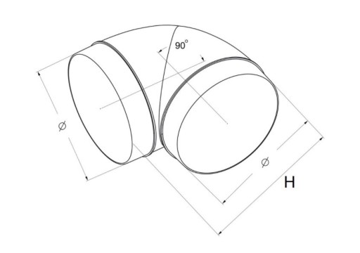 Колено круглого воздуховода 90°, диаметр трубы AWENTA 150 мм.