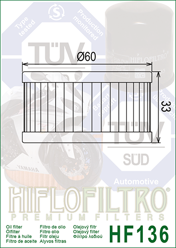 МАСЛЯНЫЙ ФИЛЬТР HF136 SUZUKI GZ250 Marauder 99-10