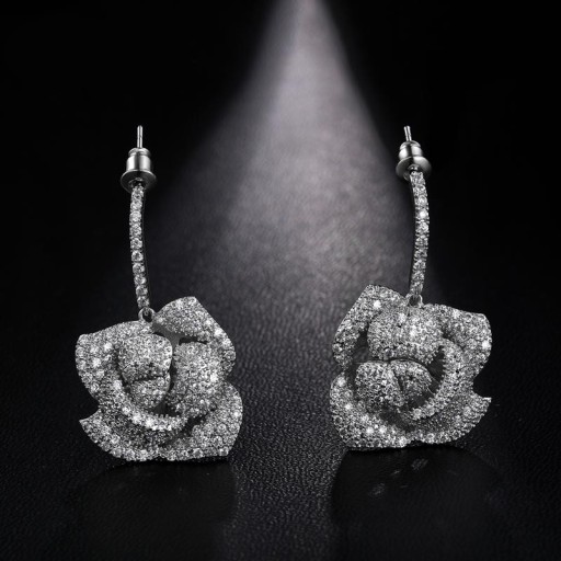 СЕРЬГИ NASSARIUS С БРИЛЛИАНТАМИ РОЗОВОЕ ЗОЛОТО SWAROVSKI