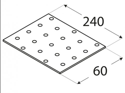 PP8 ПЕРФОРИРОВАННАЯ ПЛИТА ПЛОСКИЙ СОЕДИНИТЕЛЬ 60x240 ОЦИНКОВАННЫЙ