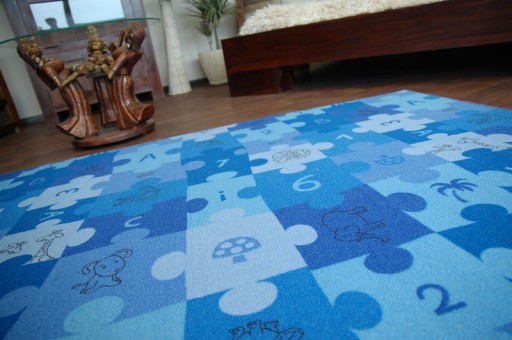 DYWAN DZIECIĘCY 100x400 cm PUZZLE niebieski @9138